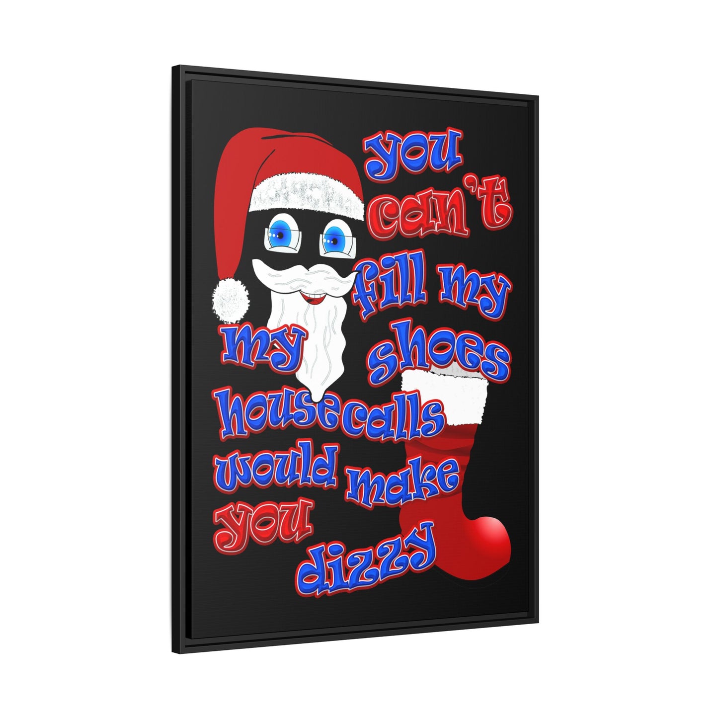 santa's shoes - framed canvas art (black)