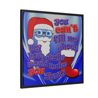 santa's shoes - framed canvas art (blue-white wave)
