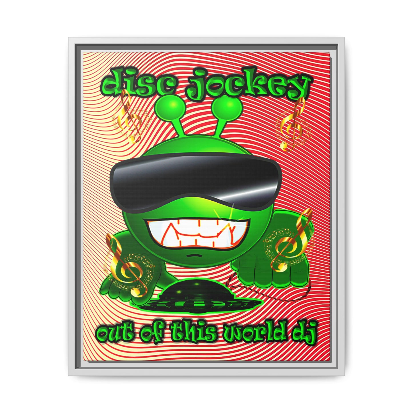 disc jockey - framed canvas art (yellow-orange wave)