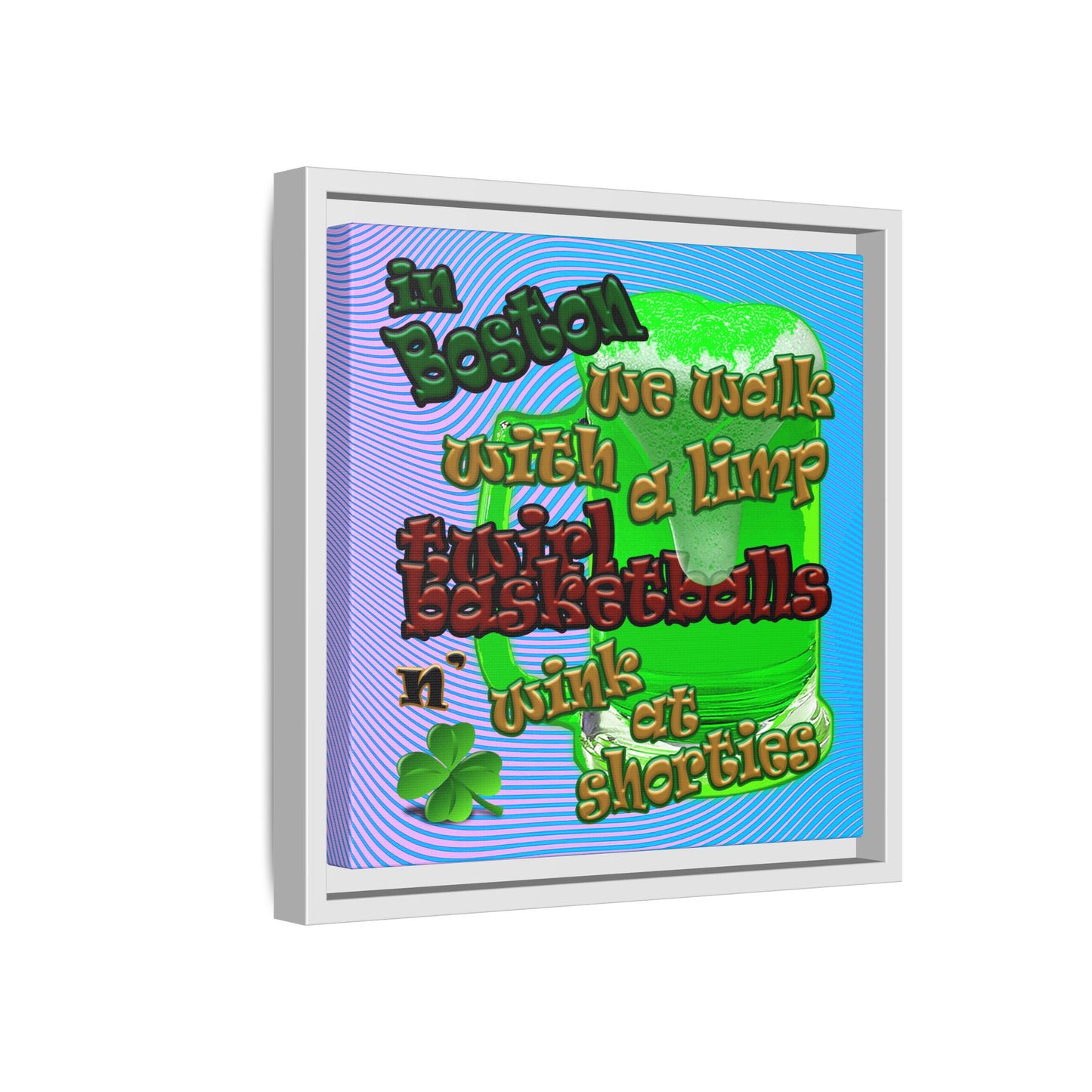 celtics logo - framed canvas art (light blue-purple wave)