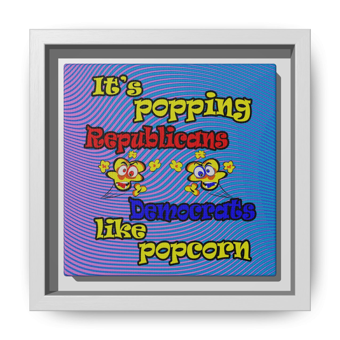 popping like popcorn - framed canvas art (light blue-purple wave)