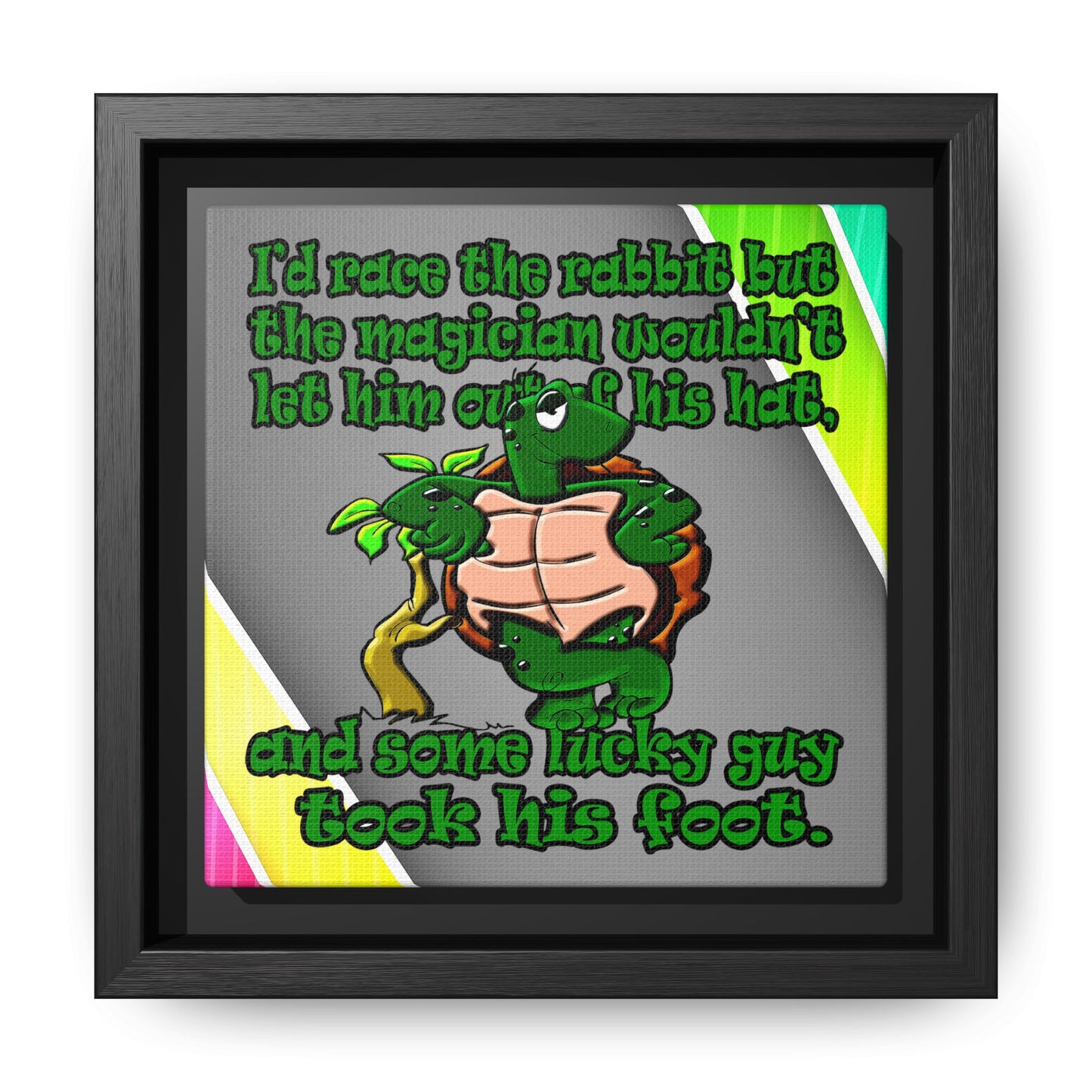 turtle race - framed canvas art (rainbow split)