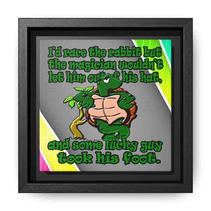 turtle race - framed canvas art (rainbow split)