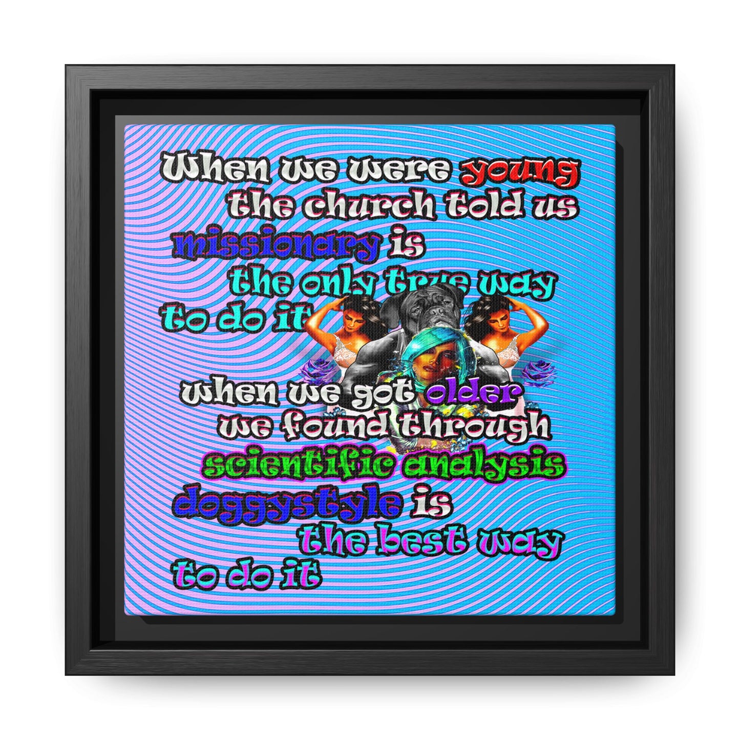 doggystyle - framed canvas art (light blue-purple wave)