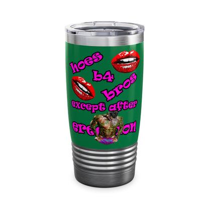 hoes b4 bros - Ringneck Tumbler, 20oz (dark green)
