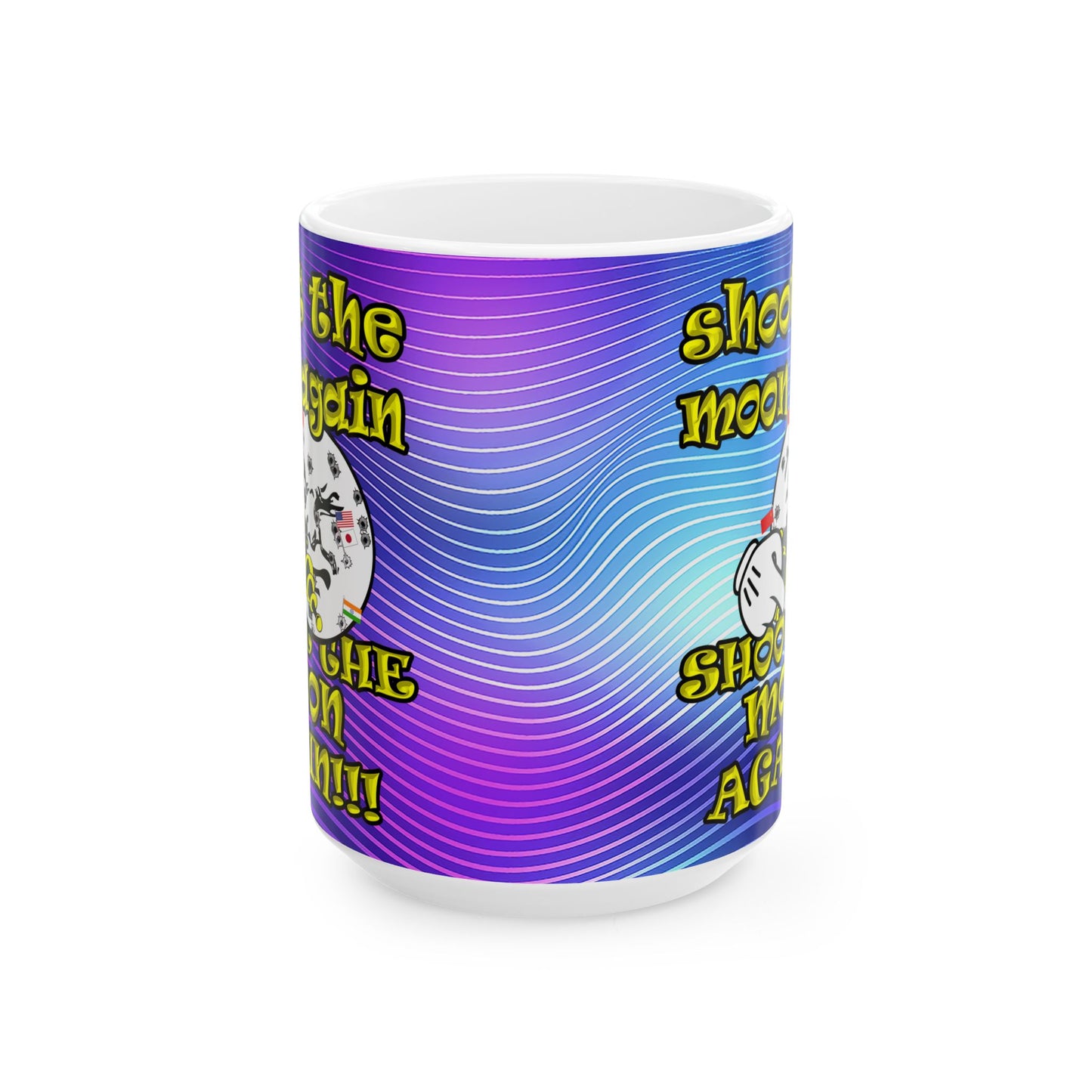 shoot the moon again - White Mug (purple wave)