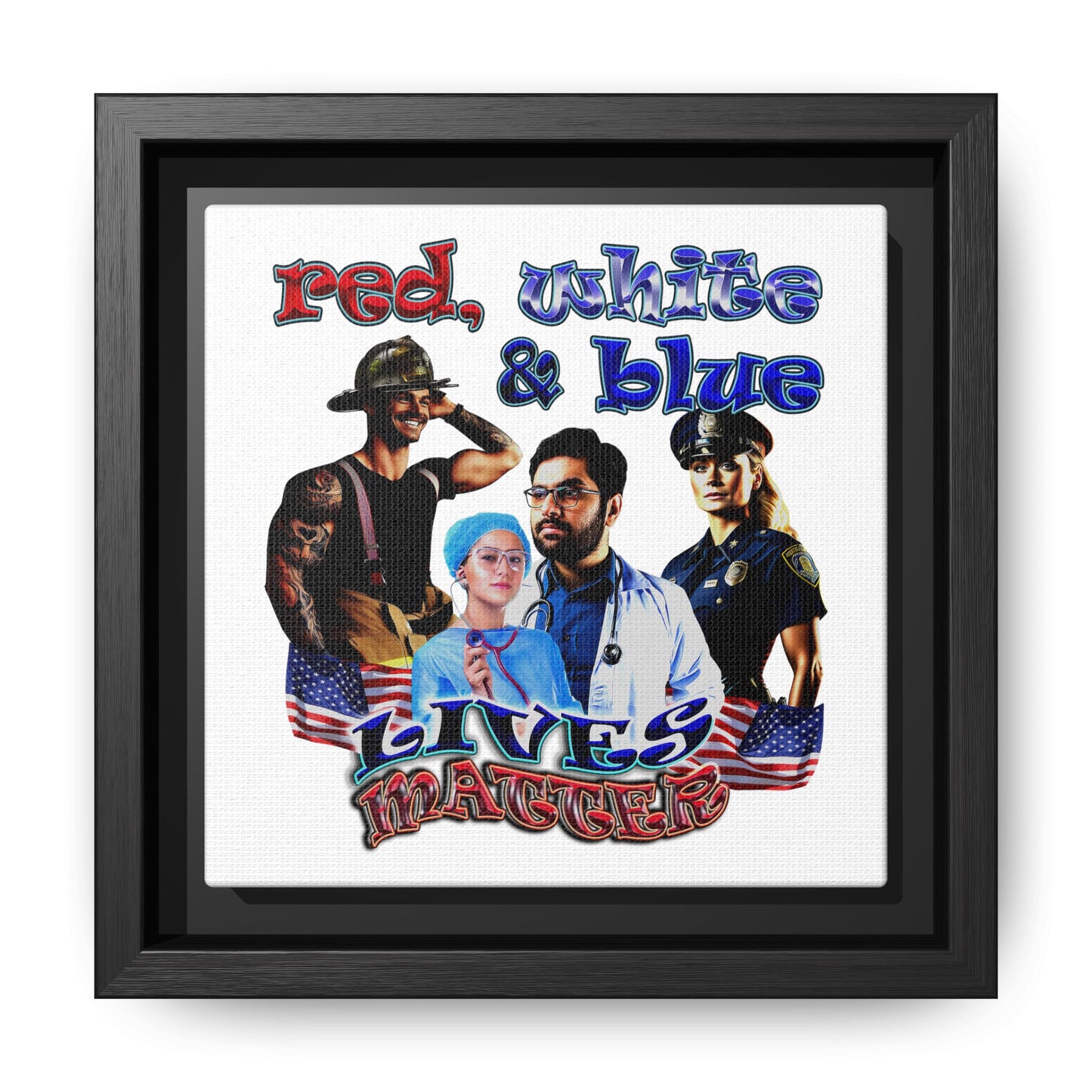 rw&b lives matter - framed canvas art (white)