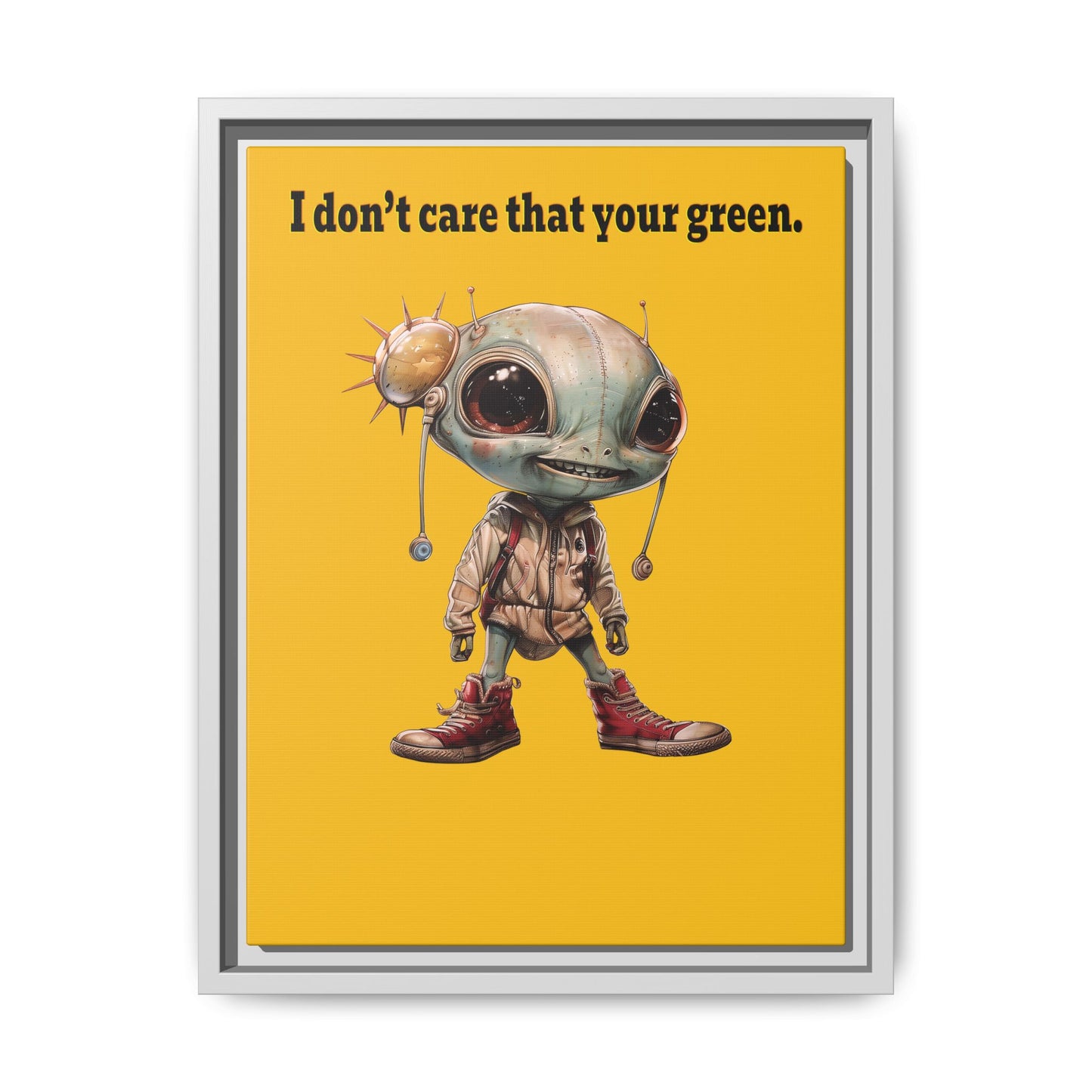 I don't care that your green - framed canvas art (yellow)