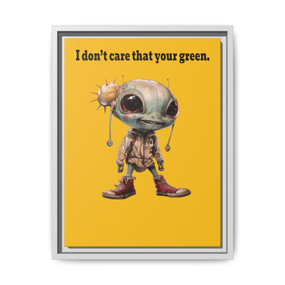 I don't care that your green - framed canvas art (yellow)