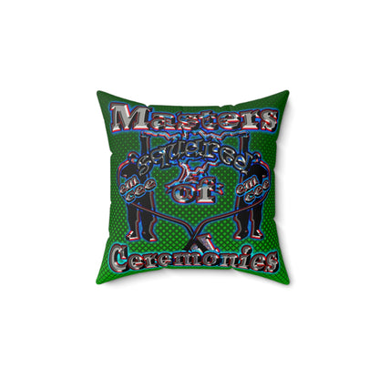 em cee squared - Faux Suede Square Pillow - (logo green)