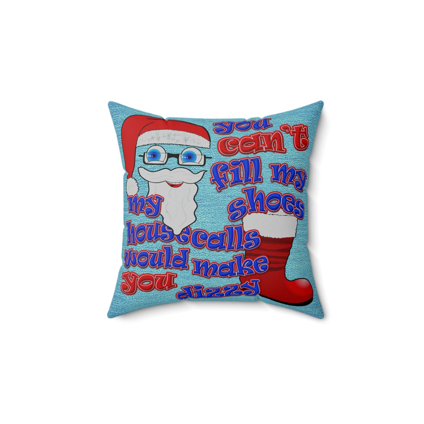 santa's shoes - Spun Polyester Square Pillow - (faded dark blue)