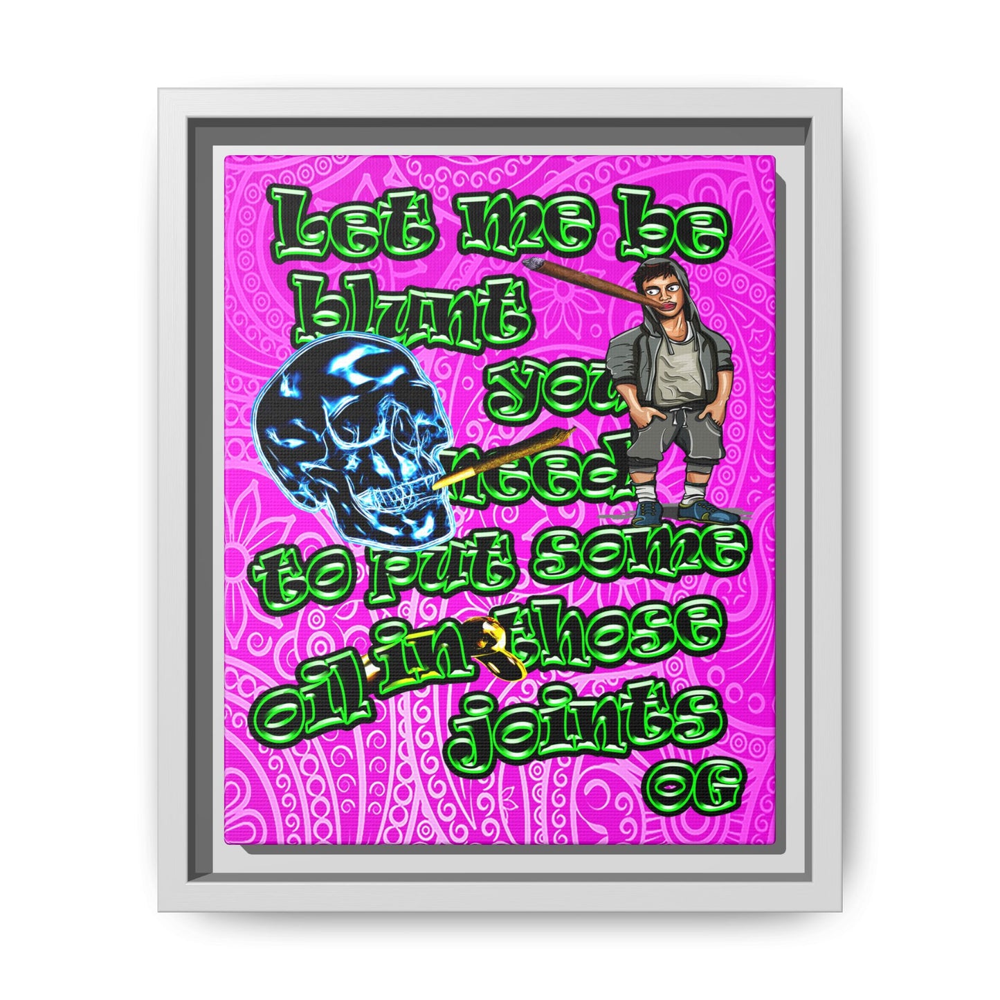 og - framed canvas art (pink swirl)