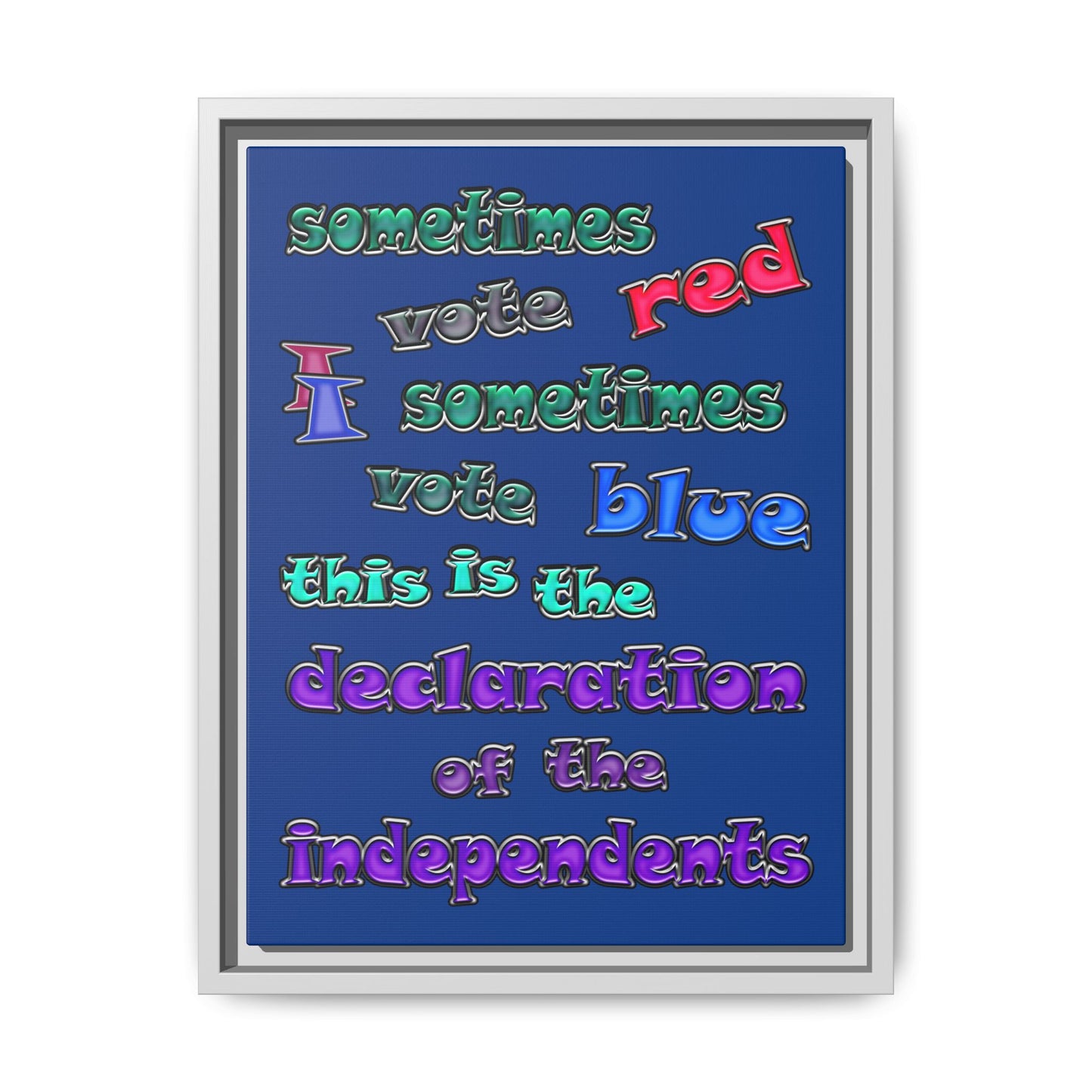 declaration of the independents - framed canvas art (dark blue)
