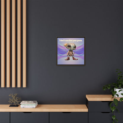 I don't care that your green - framed canvas art (light blue-pink wave)