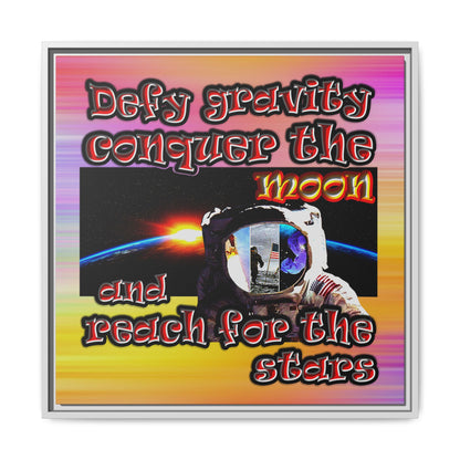 defy conquer reach - framed canvas art (color blur)