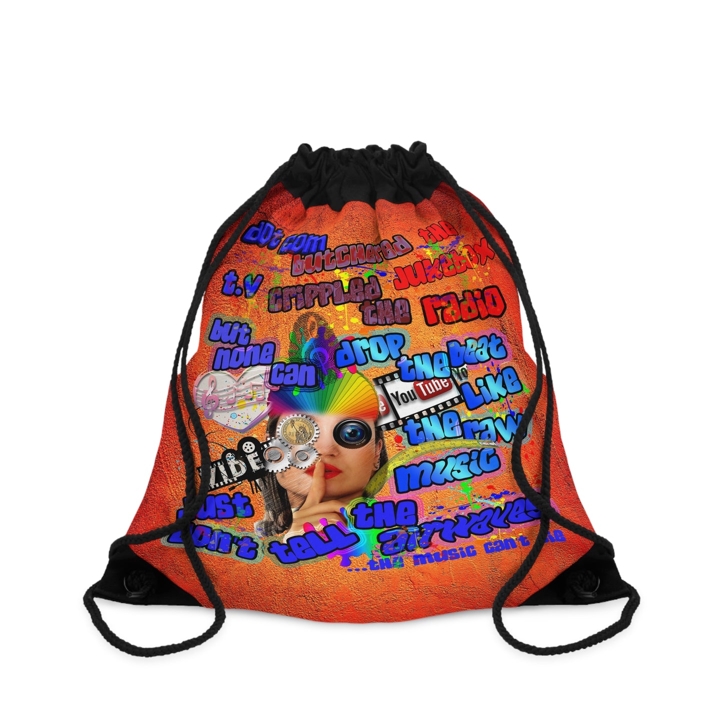 drop the beat - Drawstring Bag (burnt orange)