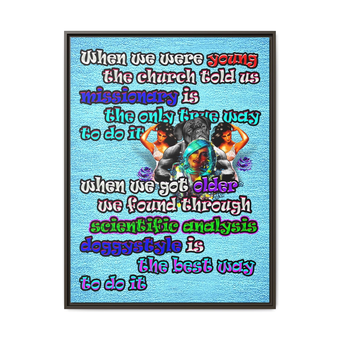 doggystyle - framed canvas art (faded blue)