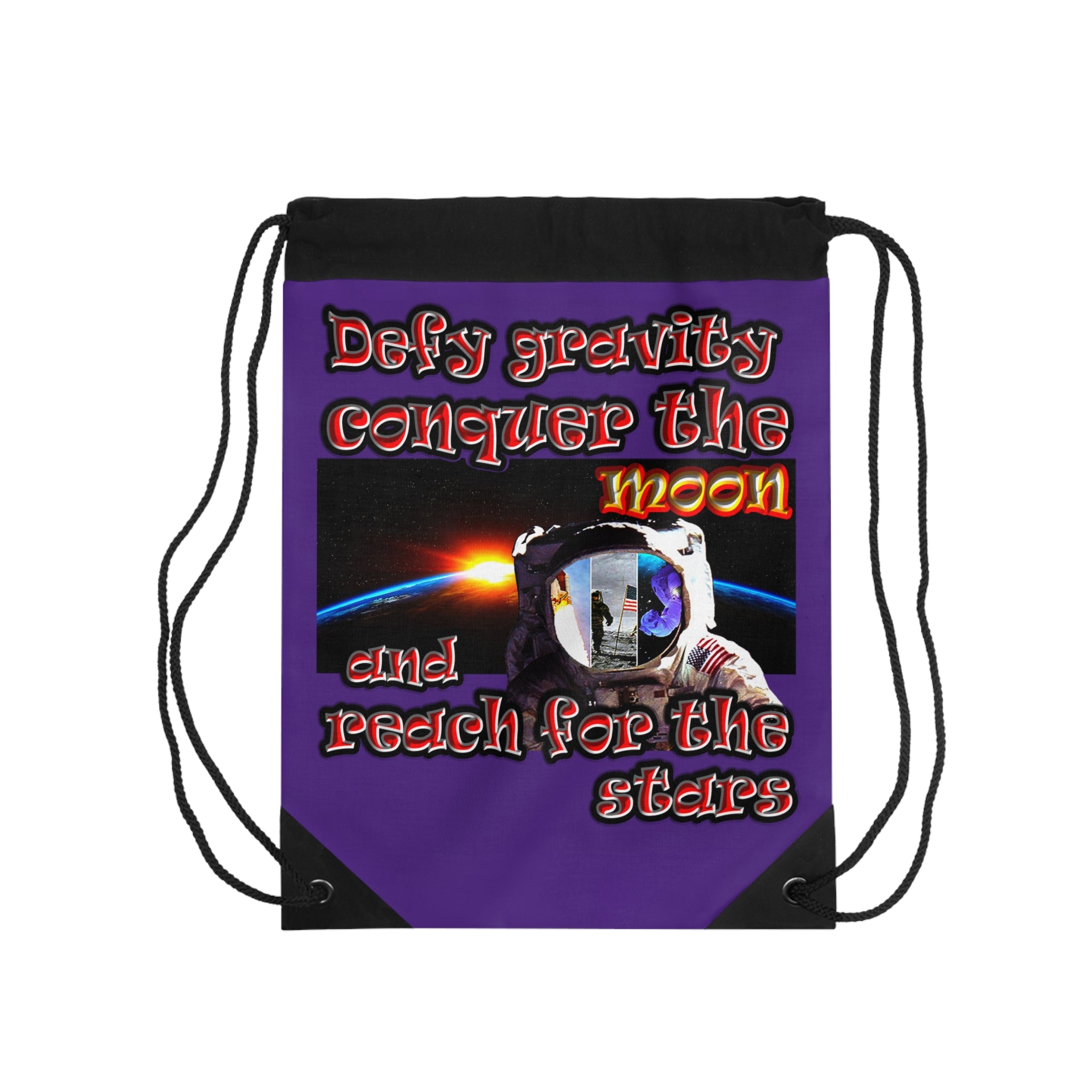 defy conquer reach - Drawstring Bag (purple)