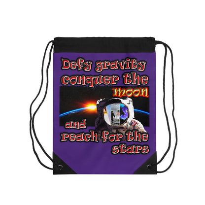 defy conquer reach - Drawstring Bag (purple)