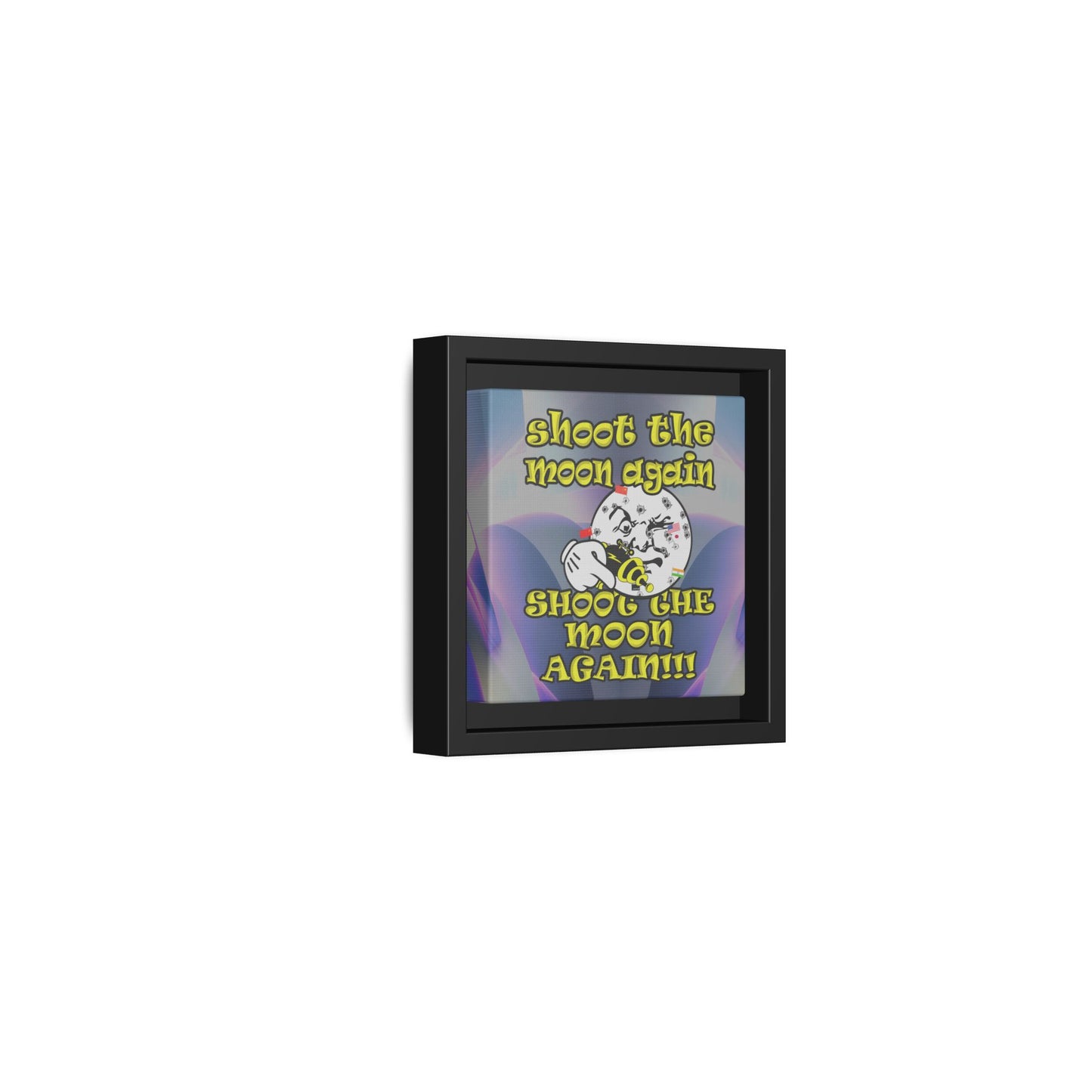 shoot the moon again - framed canvas art (grey-pink wave)