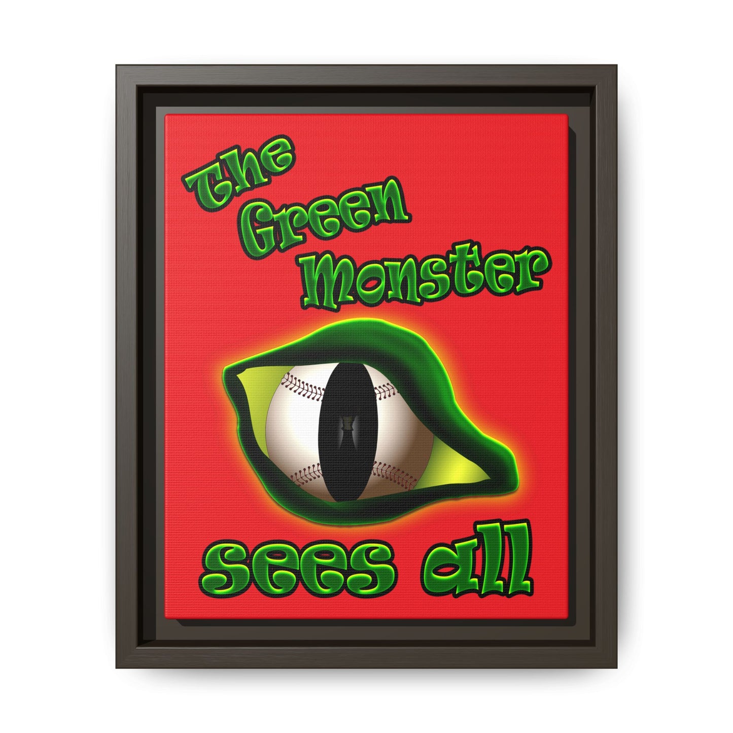 green monster - framed canvas art (red)