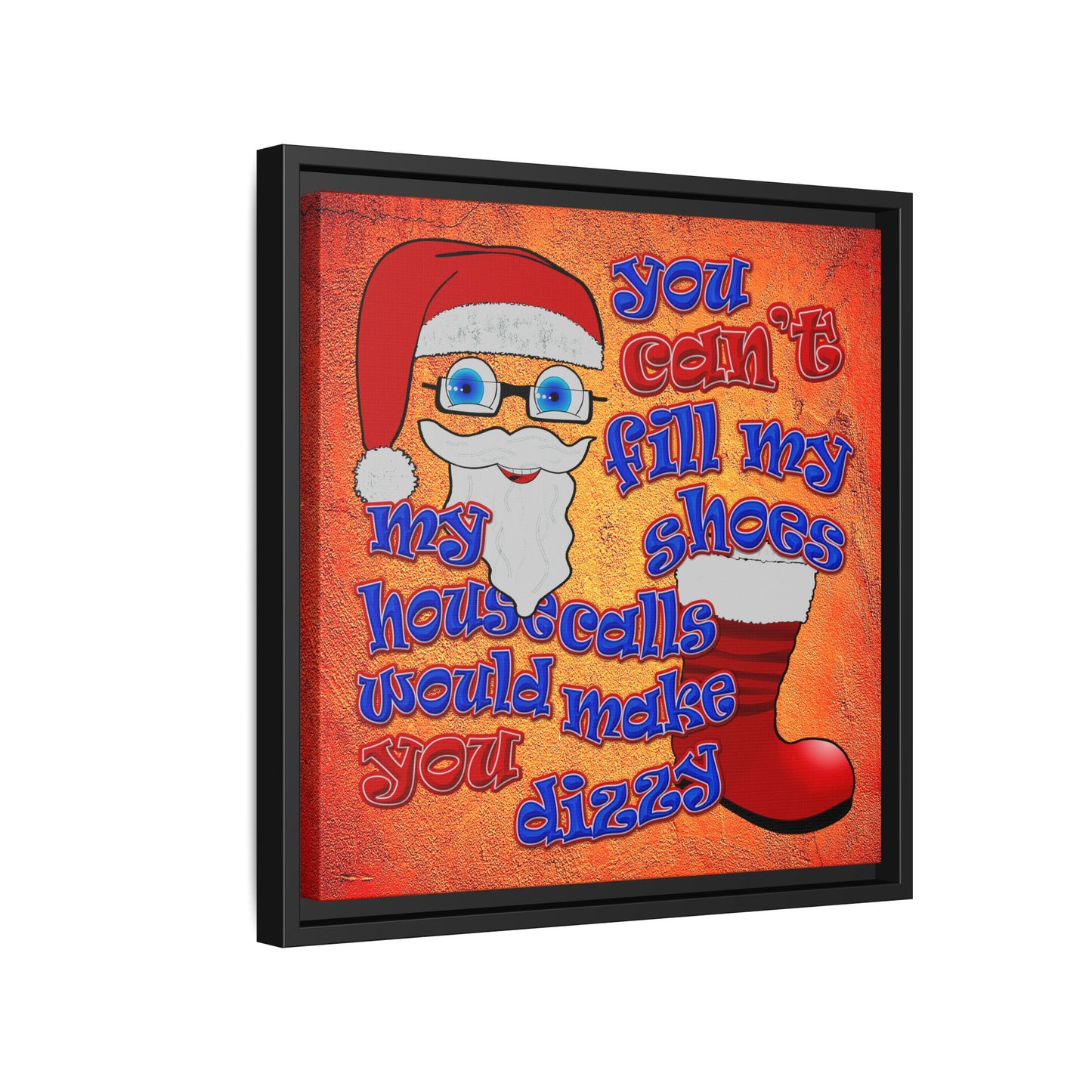 santa's shoes - framed canvas art (burnt orange)