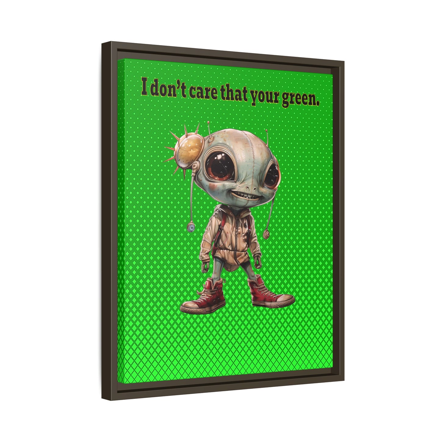 I don't care that your green - framed canvas art (logo green)