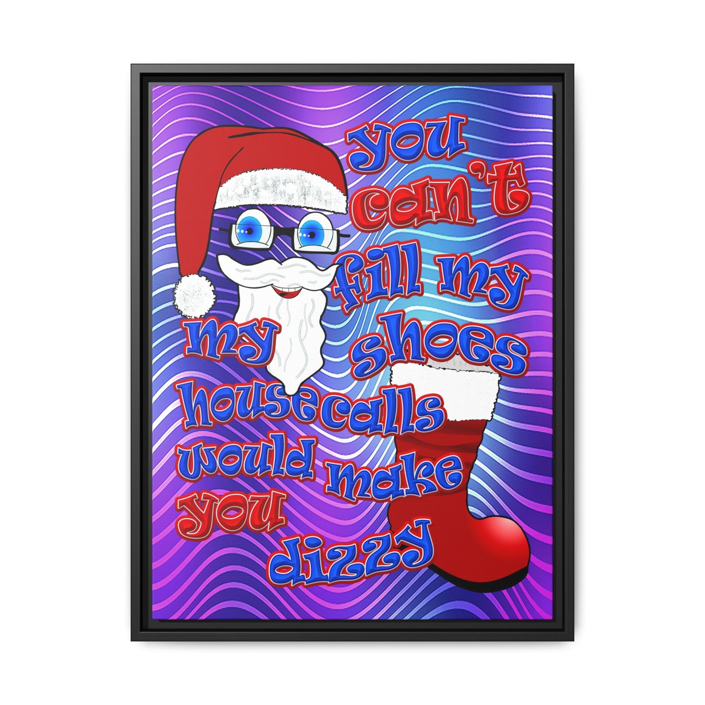 santa's shoes - framed canvas art (purple wave)