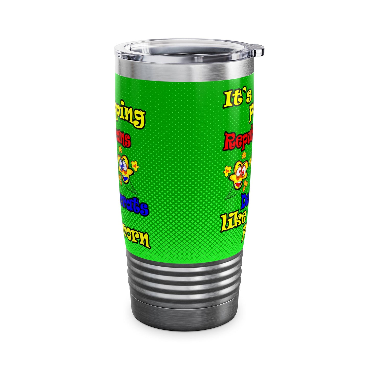popping like popcorn - Ringneck Tumbler, 20oz (logo green)