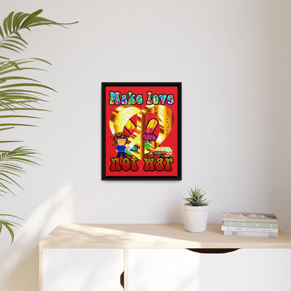 love peace - framed canvas art (red)