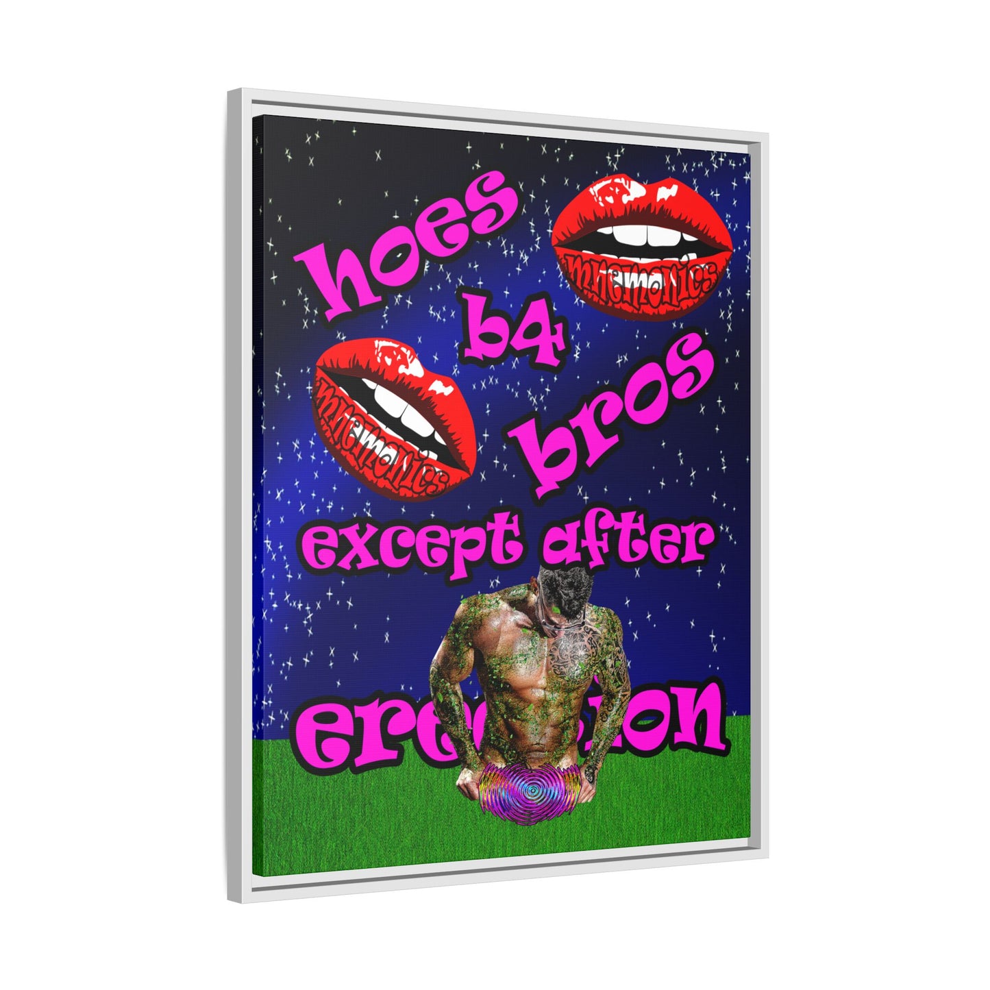 hoes b4 bros - framed canvas art ('snoops' background)