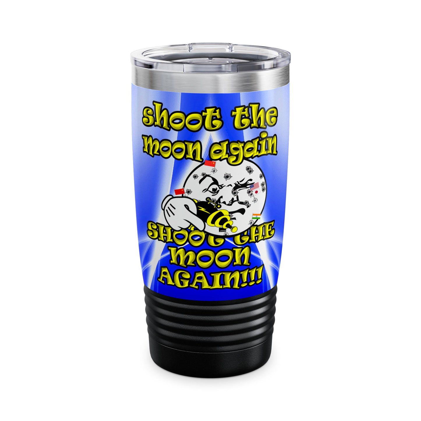 shoot the moon again - Ringneck Tumbler, 20oz (blue-white wave)