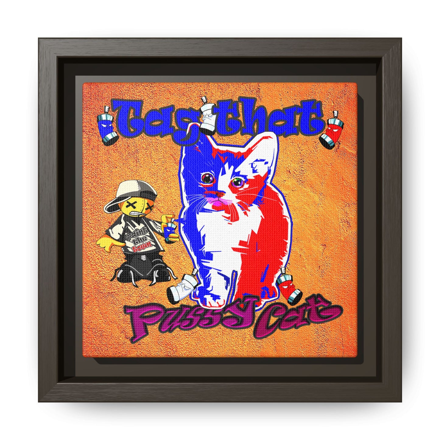 tag that - framed canvas art (burnt orange)