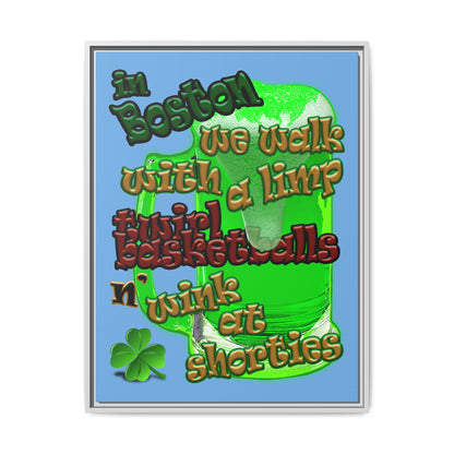 celtics logo - framed canvas art (light blue)