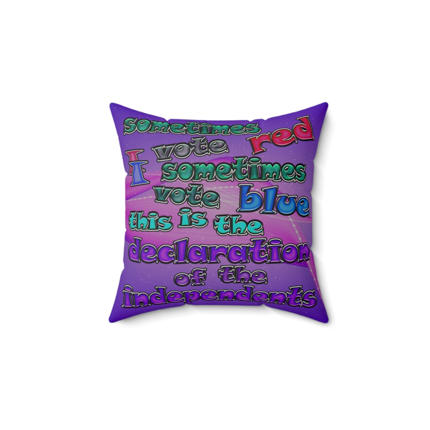 declaration of the independents - Faux Suede Square Pillow - (purple-pink wave)