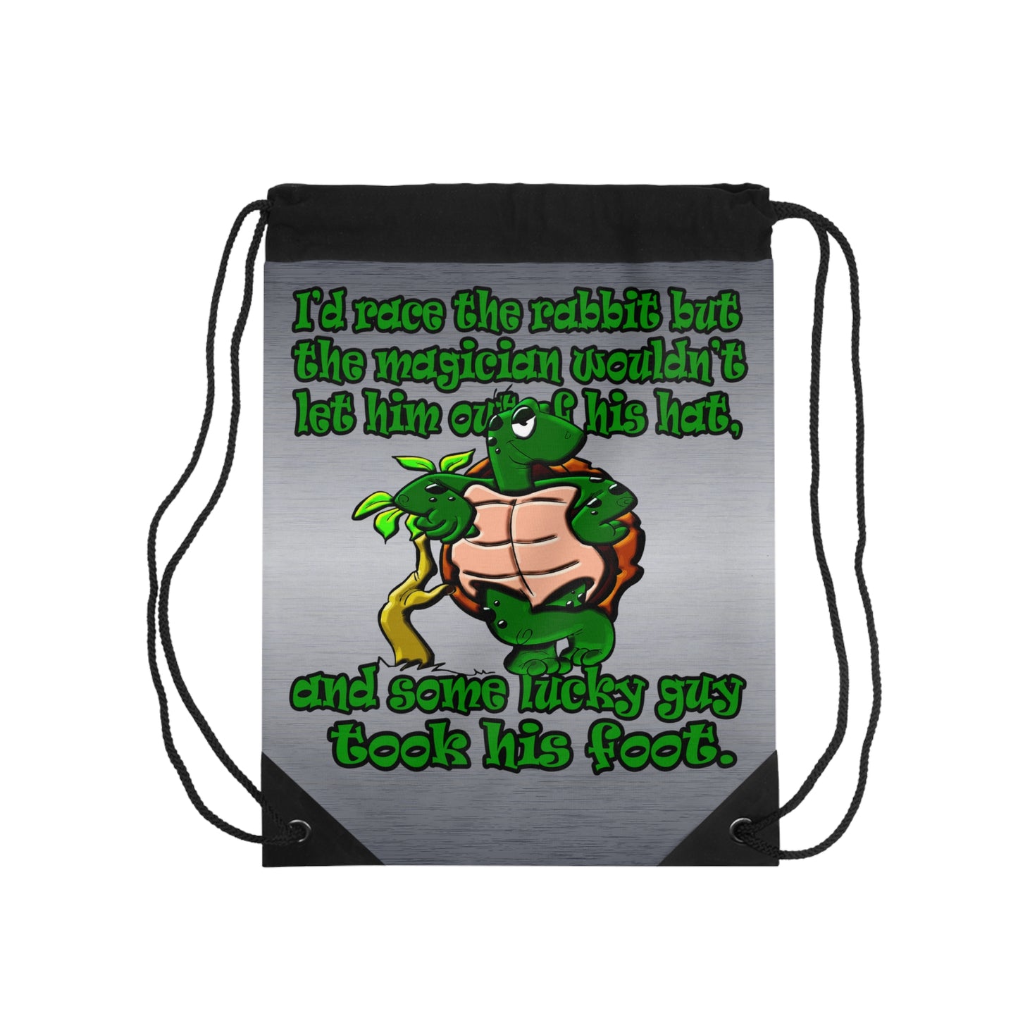 turtle race - Drawstring Bag (brushed nickel)