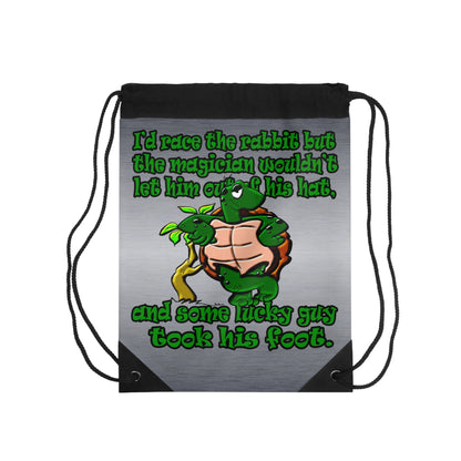 turtle race - Drawstring Bag (brushed nickel)