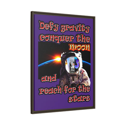 defy conquer reach - framed canvas art (purple)