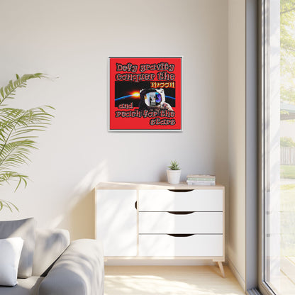 defy conquer reach - framed canvas art (red)