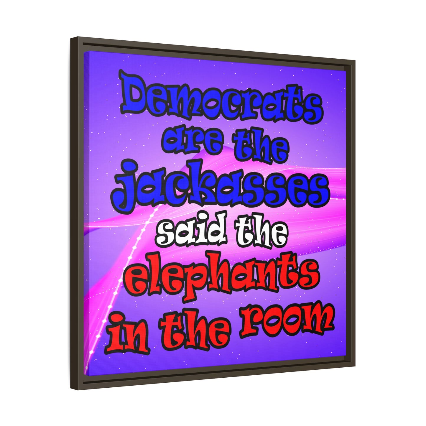 donkeys and elephants - framed canvas art (purple-pink wave)