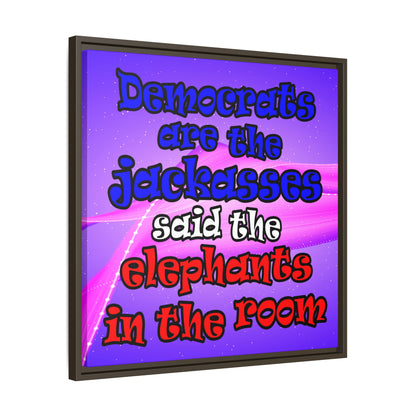 donkeys and elephants - framed canvas art (purple-pink wave)