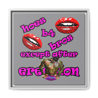 hoes b4 bros - framed canvas art (grey)