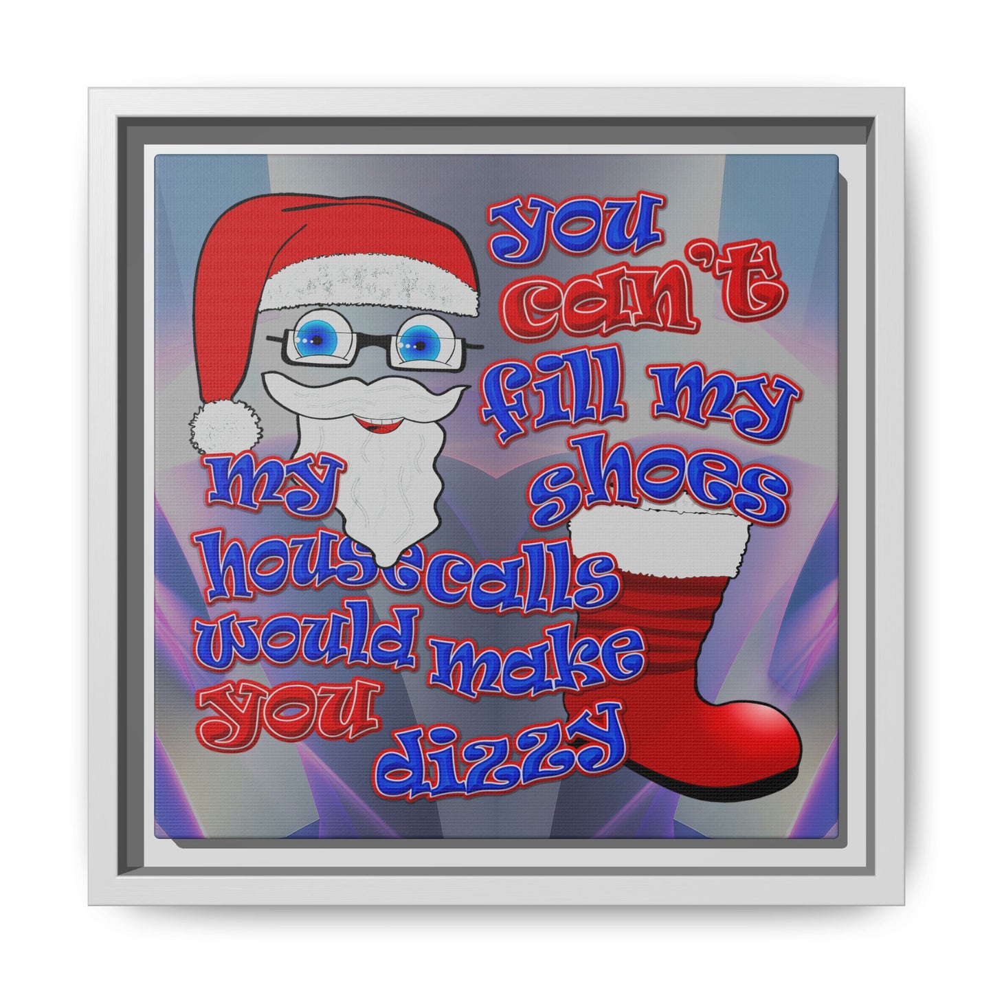santa's shoes - framed canvas art (grey-pink wave)