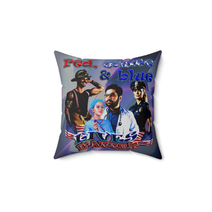 rw&b lives matter - Spun Polyester Square Pillow - (grey-pink wave)