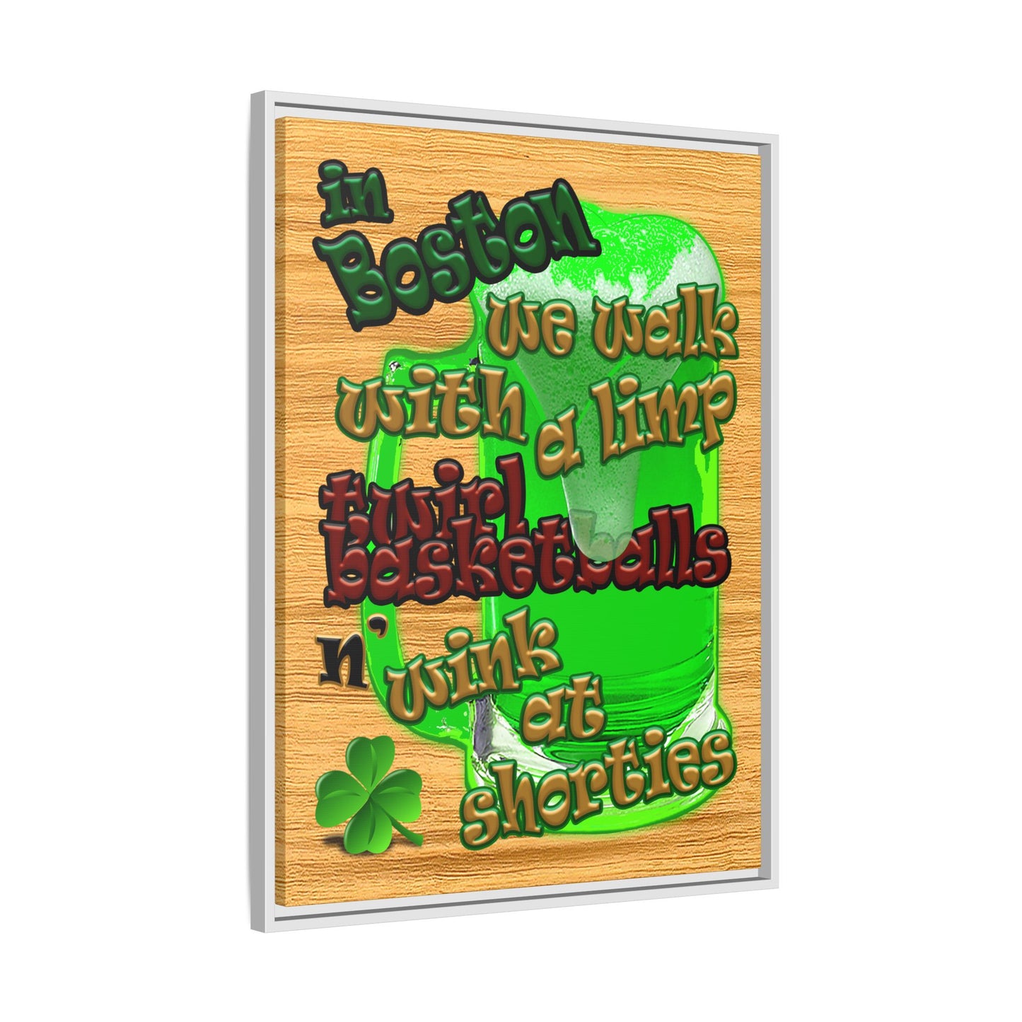 celtics logo - framed canvas art (butterscotch wood finish)