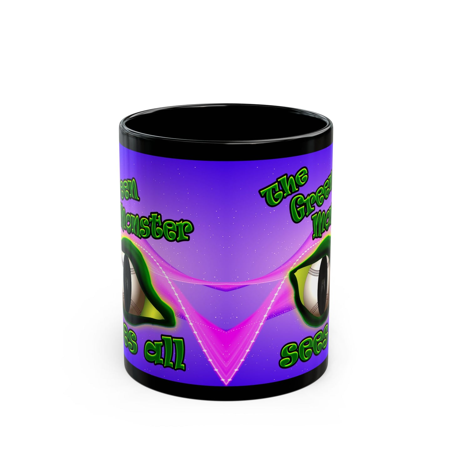 green monster - Black Mug (purple-pink wave)