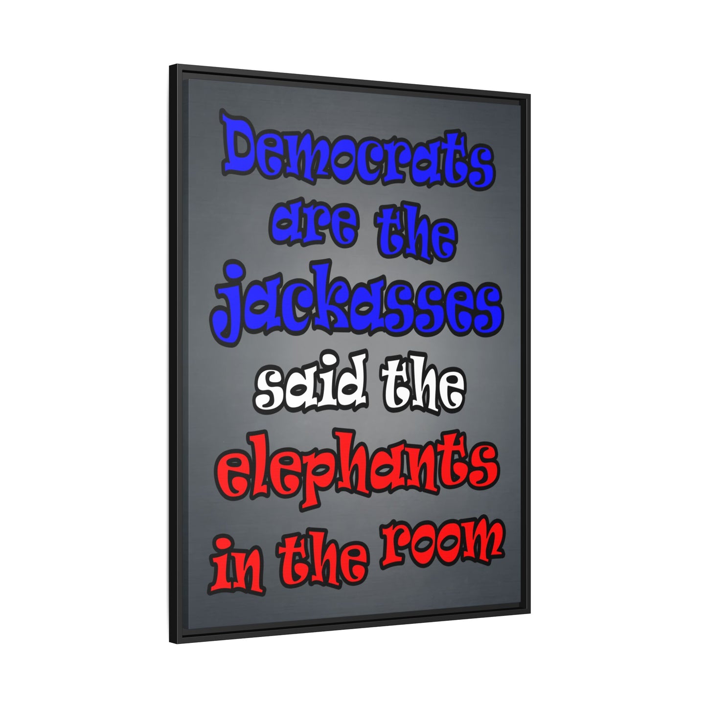 donkeys and elephants - framed canvas art (grey-light grey)