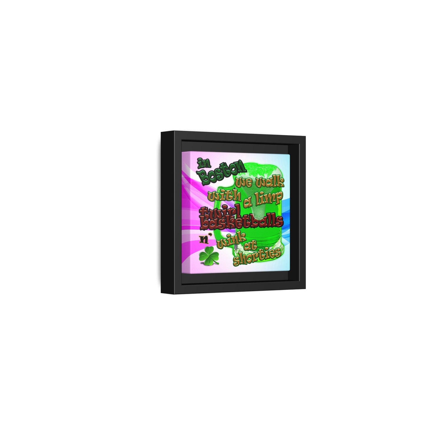 celtics logo - framed canvas art (light blue-pink wave)