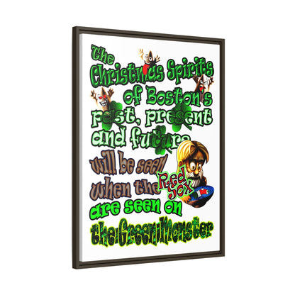 christmas spirits of boston - framed canvas art (white)
