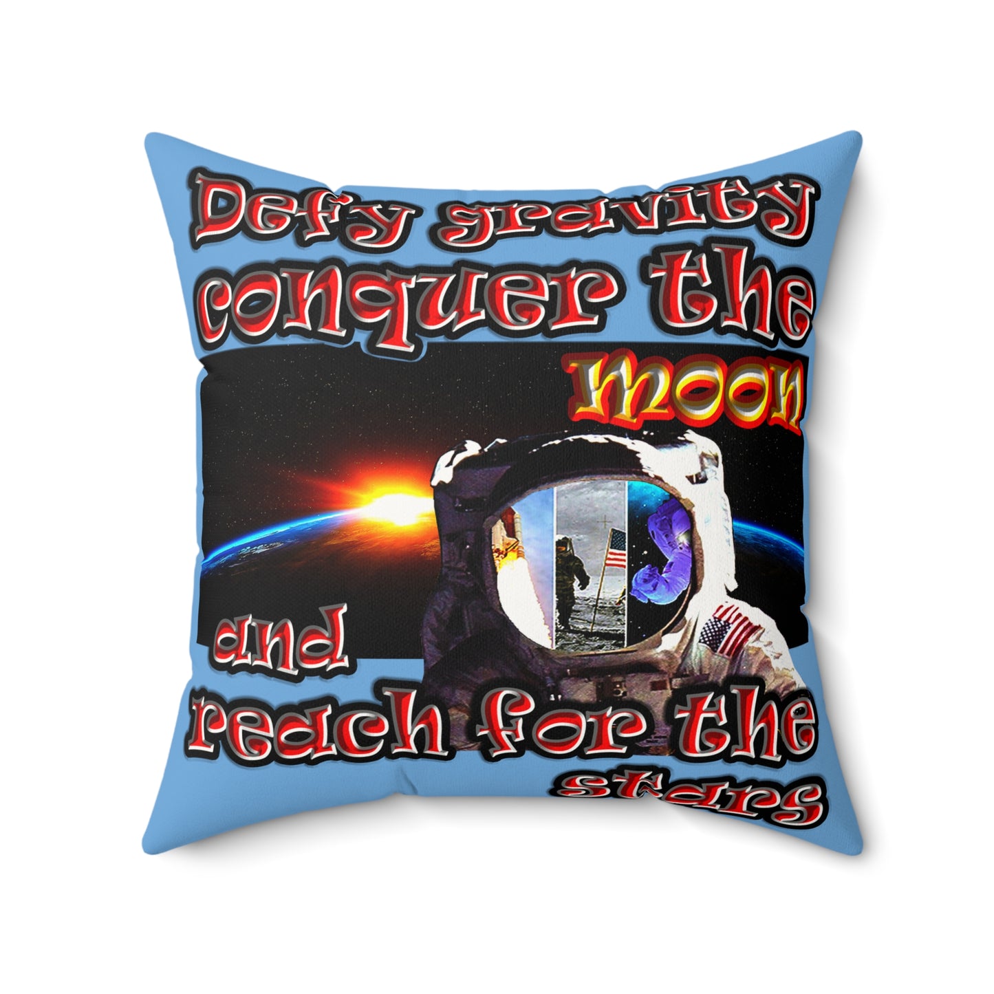defy conquer reach - Faux Suede Square Pillow - (light blue)